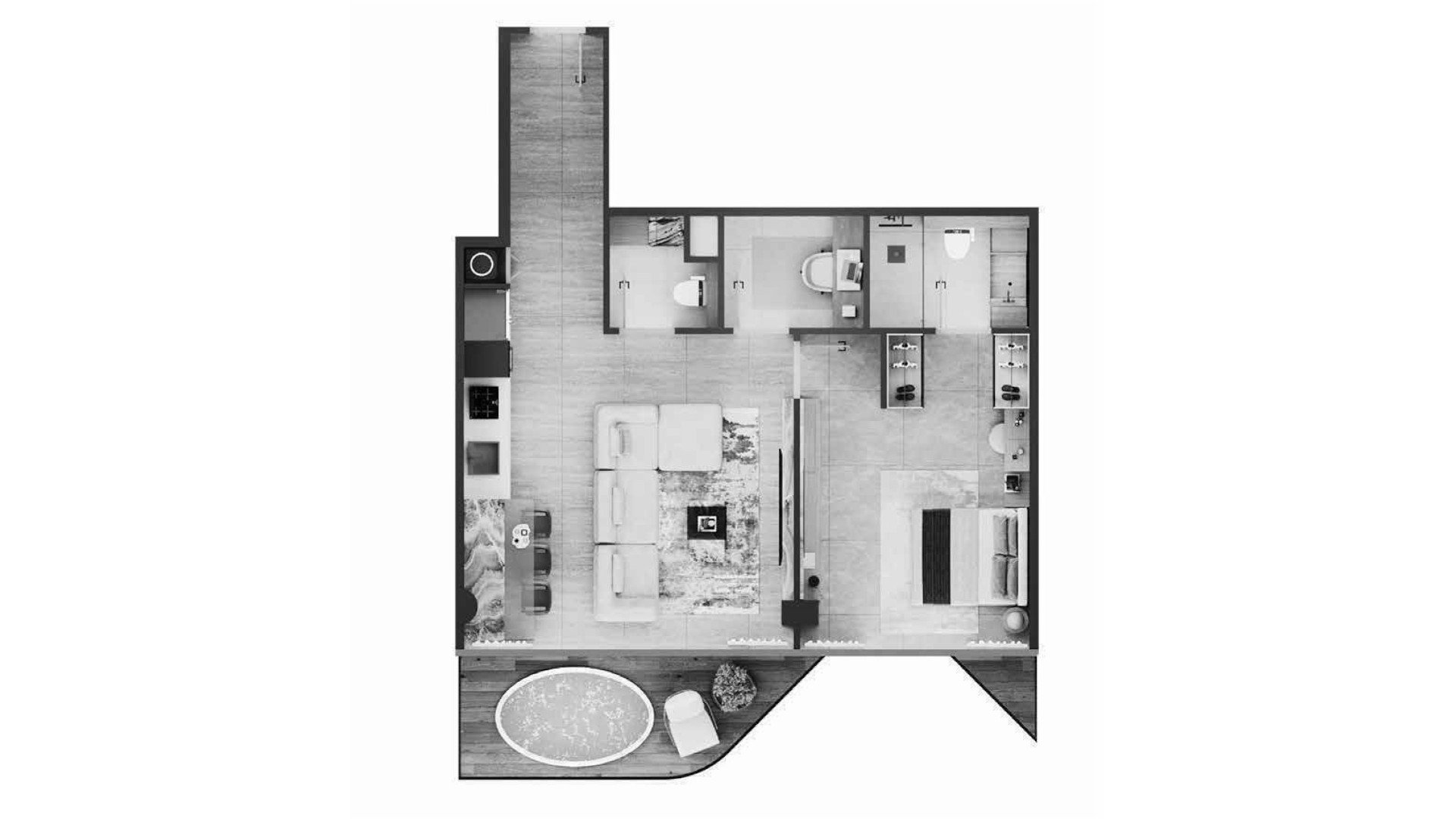 Apartment floor plan, 1 bedroom in ARYA Residences No. 11007