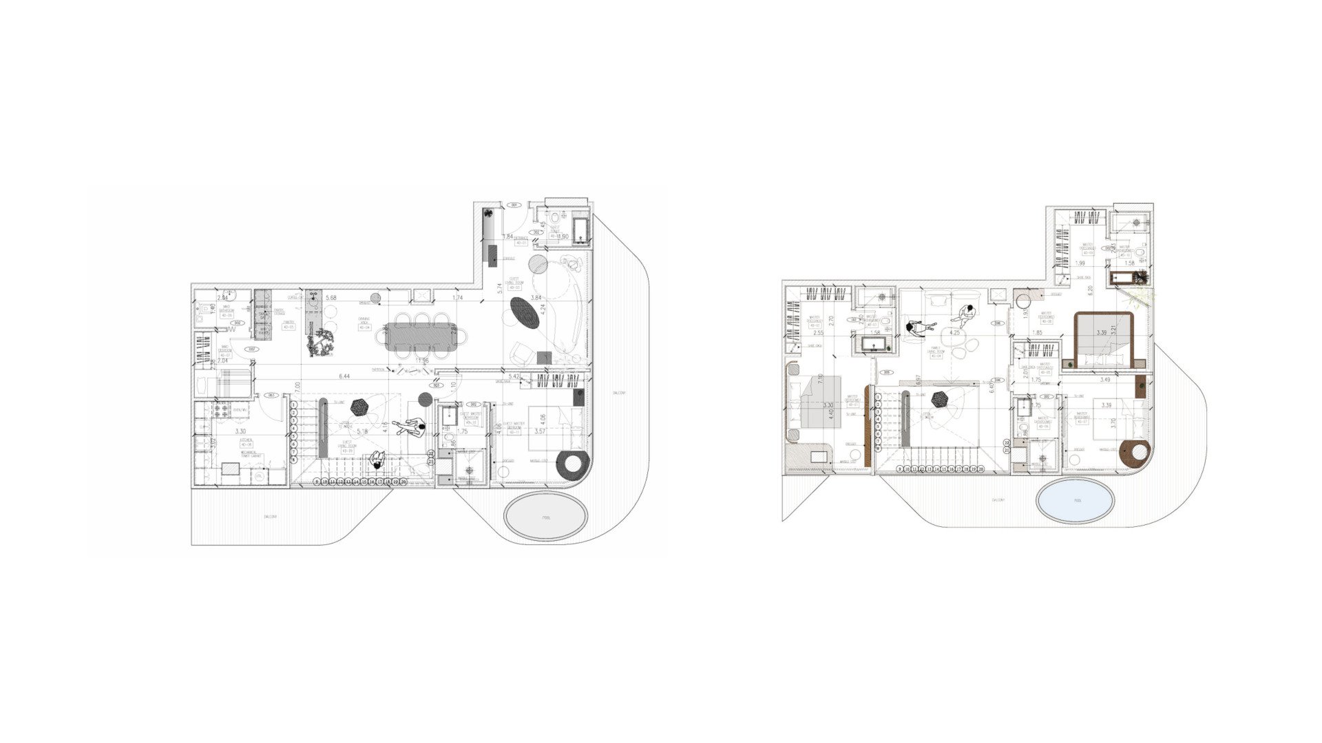 Duplex floor plan, 4 bedrooms in ARYA Residences No. 11013